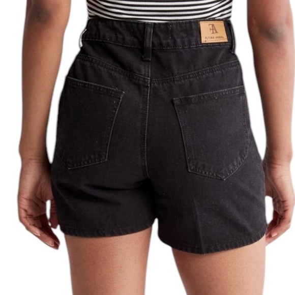 NWOT Flying Angel Asymmetric Women's Black Denim Shorts SZ 32 - Picture 2 of 7